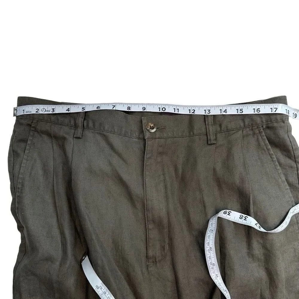 Eddie Bauer Mens Linen Sage Green Dress Pants NWT Size 36x30 Timeless Essential